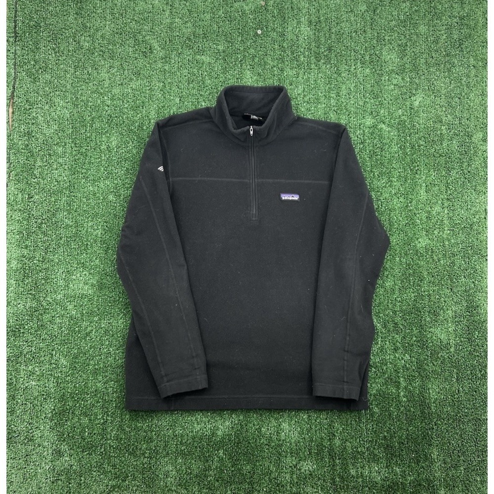 Patagonia Synchilla Mens Micro D 1/4 Zip Pullover Black L EXC Lightweight Fleece